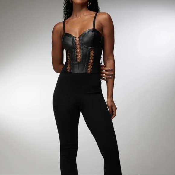 bebe Black Leather Bodysuit - Picture 3 of 3